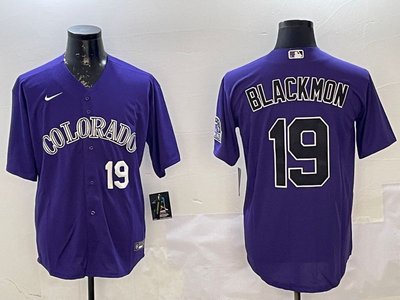 Men Colorado Rockies #19 Blackmon Purple Game 2025 Nike MLB Jersey style 2